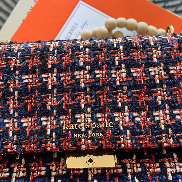 KATE SPADE NEW YORK Carlyle Tweed Medium Flap 2-way convertible bag. NWOT. - Picture 10 of 15